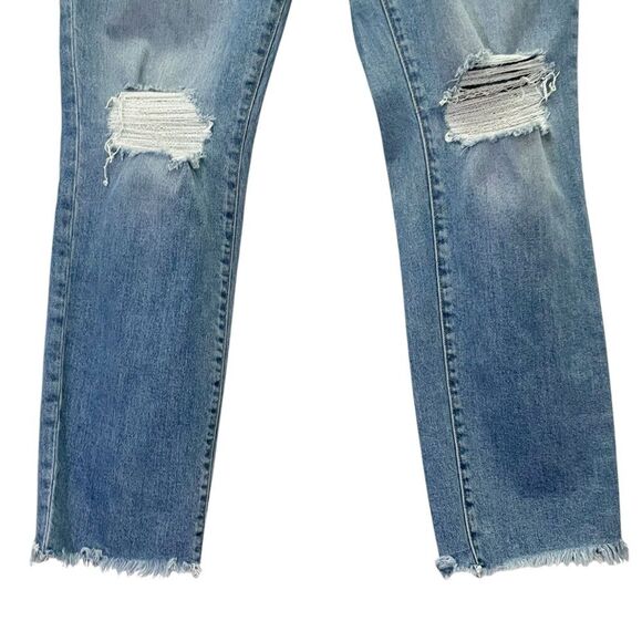 Good American Good Classic Fray Hem Jeans Medium Wash Straight Leg Size 31 | 12 - Picture 4 of 15
